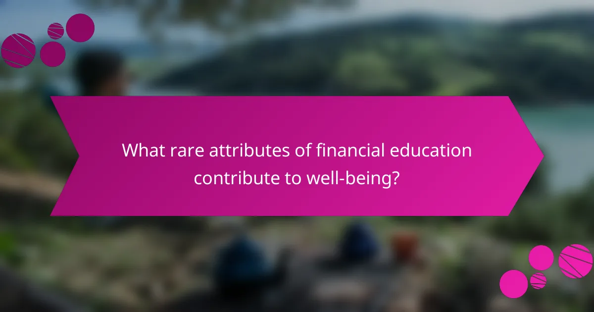 What Rare Attributes of Financial Education Contribute to Well-Being?